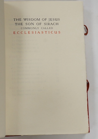 Ecclesiasticus - The Wisdom of Jesus, the Son of Sirach, commonly called Ecclesiasticus. Limited Edition (of 250 copies). printed in red and black, with coloured initial letters by Graily Hewitt (and others); original or